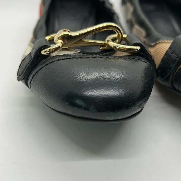 Burberry Authentic Classic Pattern Ballet Slip On Slipper Shoes **Sz 39.5/9.5** - Picture 6 of 10